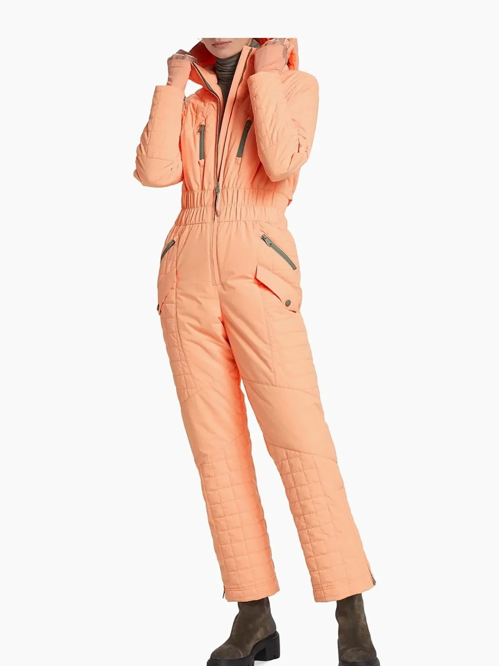 Peach Quilted Ski Suit for Women